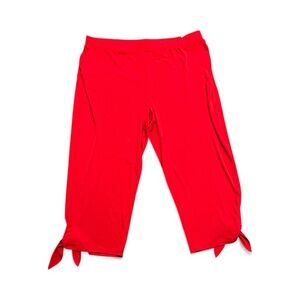 Susan Graver Heavy Liquid Knit Pull-on Crop Pants with Tie Bottom Size XL